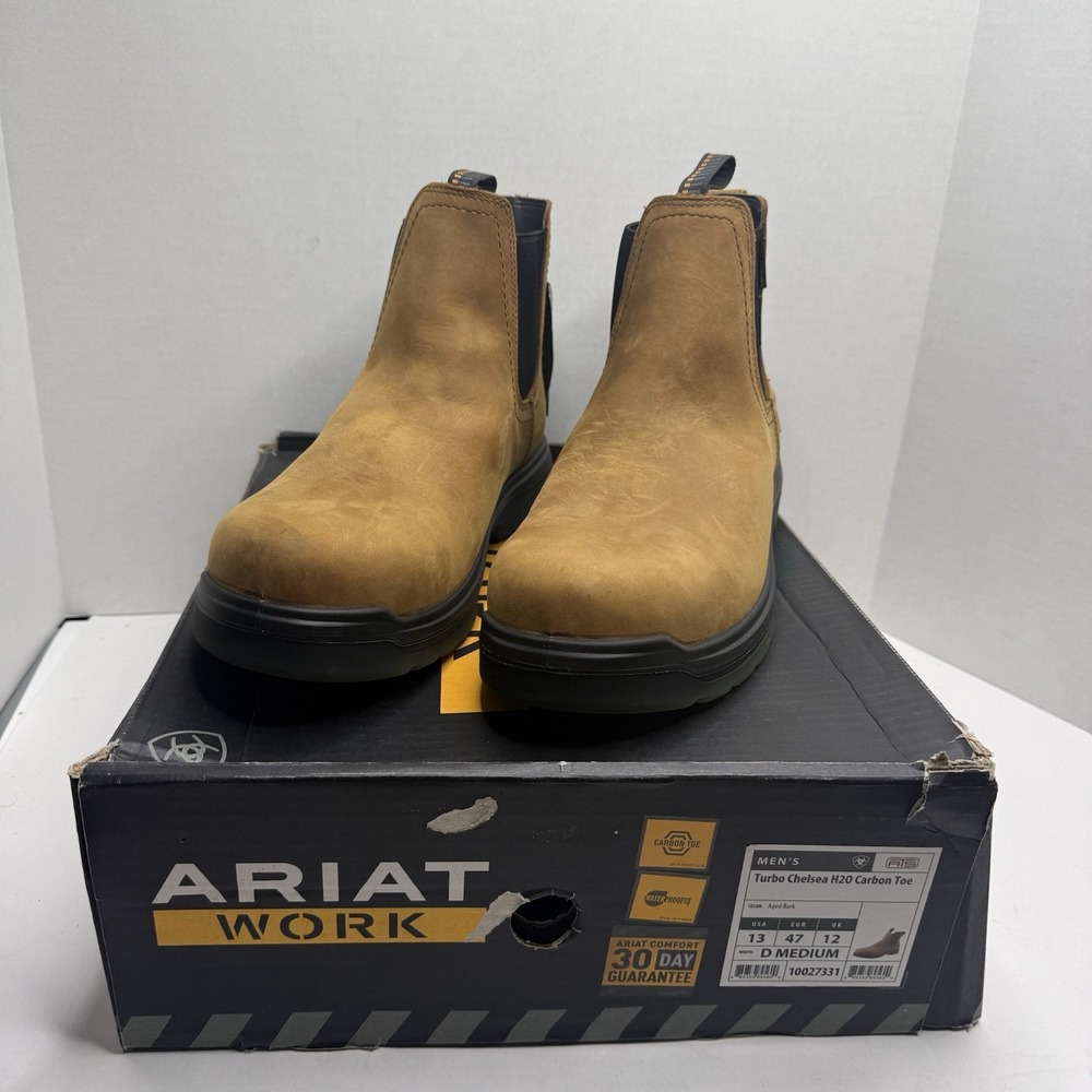 Ariat Turbo Chelsea H2O Carbon Toe Work Boot Men 13D Aged Bark 10027331